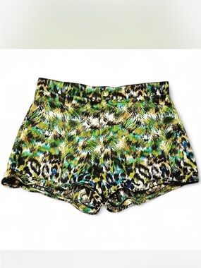Women’s High-Waist Printed Summer Shorts - Green Multicolor